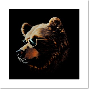 Sunny Bear Wearing Sunglasses Portrait Posters and Art